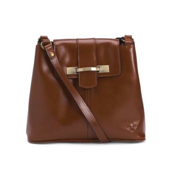 PATRICIA NASH Tan Leather Larone Medium Hobo Handbag